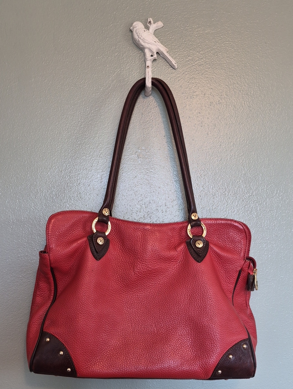 Valentina Made In Italy Shoulder Bag Burnt Orange Leather